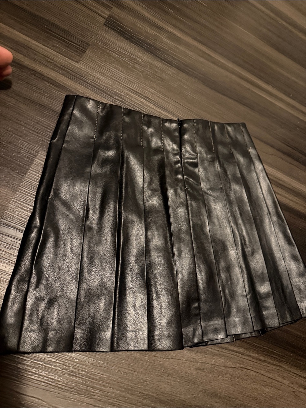 Promesa Black Pleated Faux Leather Mini Skirt